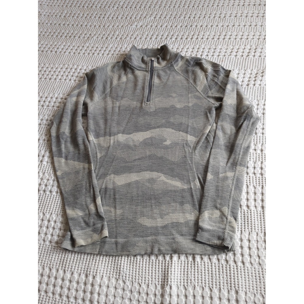 Smartwool Classic Thermal Merino 1/4 Zip Base Layer Medium Gray Mountain Scape